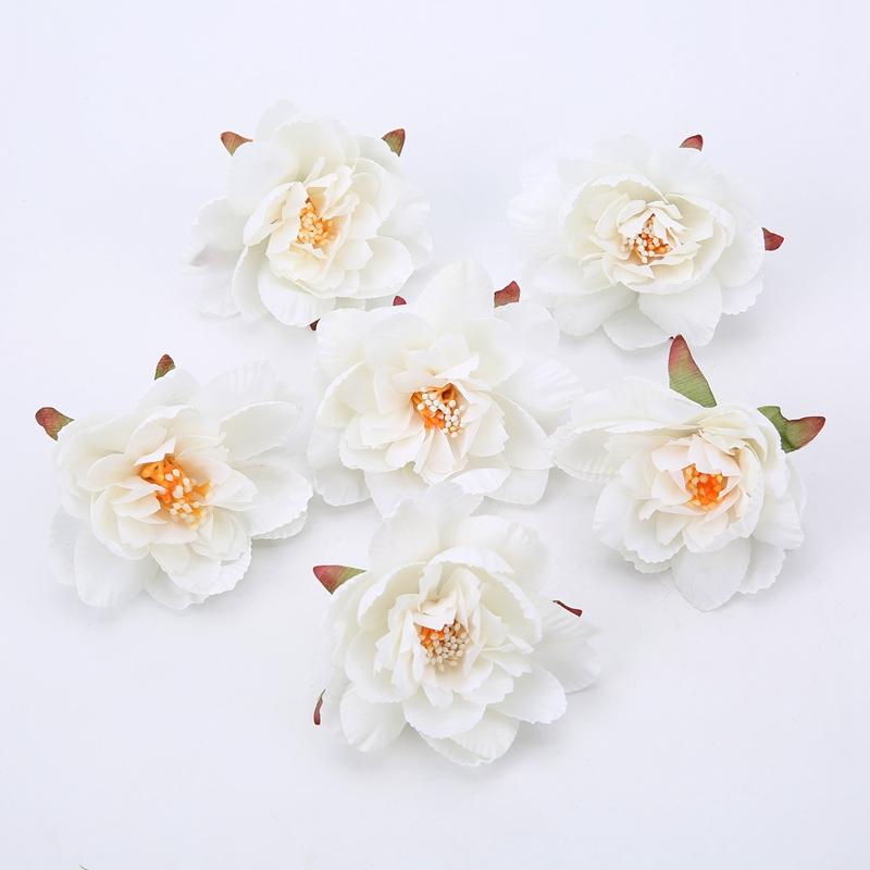 5Pcs Artificial Flowers 7.5cm Fake Flowers Heads for Home Room Dceor Garden Wedding Marriage Decoration Garland Gifts Accessory