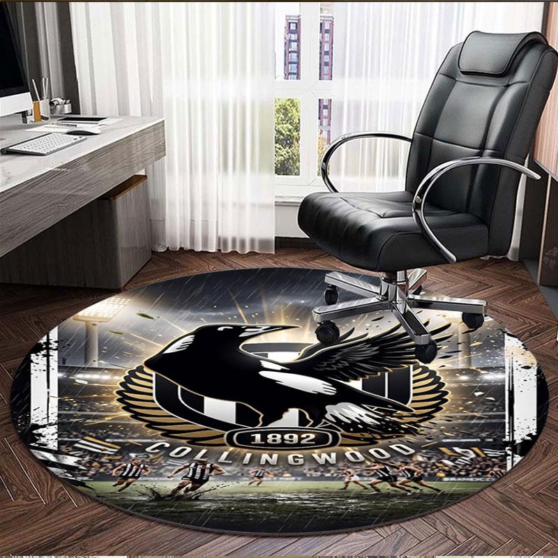 Collingwood Football Print Round Rug, Washable Floor Carpet, For Entryway Dorm Laundry Room Office Study, Home Decor Birthday Christmas Gift