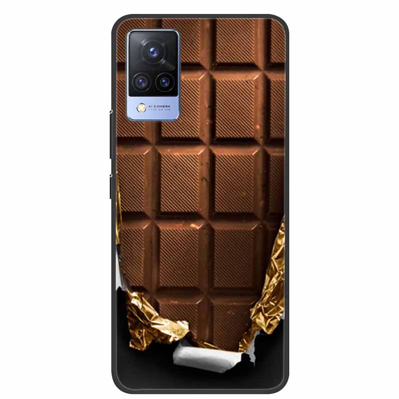 For Vivo S9 V21 V21e Case Black Silicone Back Cover Case For Vivo V21 S9 V21e Phone Cases Cover V 21 e S 9 Funda Coque Cartoon