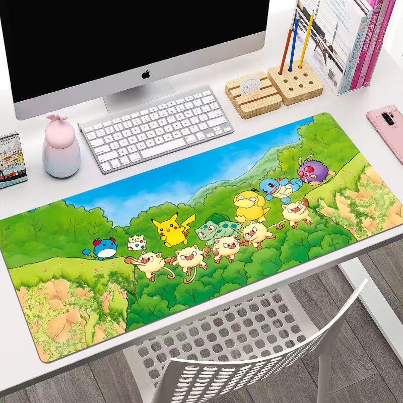 Anim Pokmon Pikachu Leather Mouse Pad Pokmon Gaming Extra Large Gaming Keyboard Desktop Pad Childrens Writing Table Mat