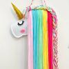 Handmade Boho Unicorn Wall Hanging Organizer - Felt Animal Head Hair Accessory Storage Strip, Charming Room Decor for Girls