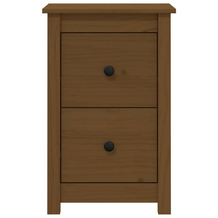 Bedside Table - Maison Exclusive - Solid Pine Wood - 2 Drawers - Honey Brown 40x35x61.5 Cm