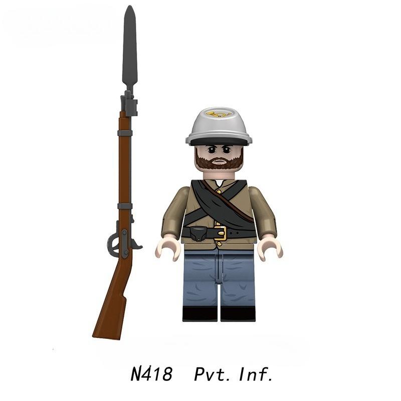 Military American Civil War Soldier Building Blocks Army Figures  Artillery Federal Infantry Cavalry Weapons Bricks Toys Kids