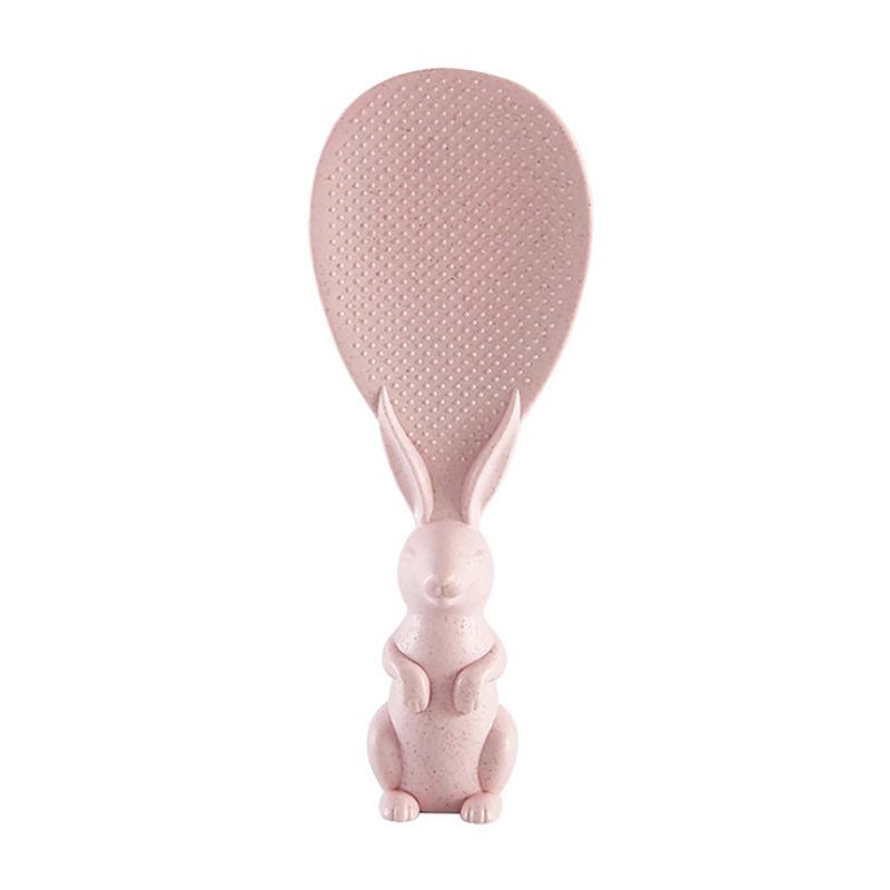 Home Wheat Straw Rice Spoon Can Stand Up Rabbit Rice Shovel Rice Cooker Rice Spoon Creative Non-Stick Rice Cartoon Rice Spoon розовый