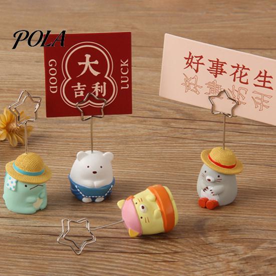 Waterproof Note Holder Desktop Memo Clip Stand, Cartoon Animal Message Holder, Cute Resin Base Photo Hand-painted Display Clip, Table Number Name Card