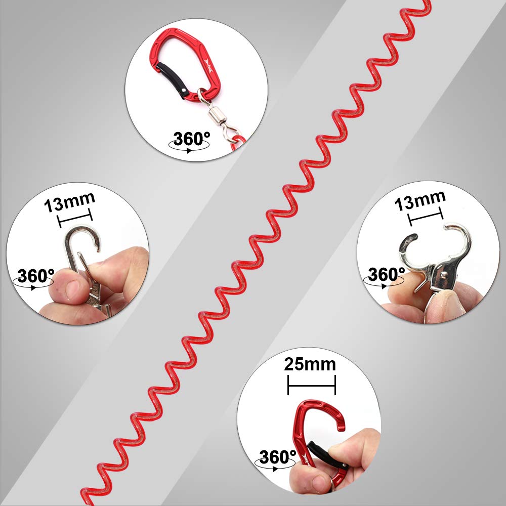 HERCULES Spiral Curly Wire Extends to 27kg Weight Fishing Rod Stretchable Safety Wire Coil Leash Fishing Rod 1 x 44cm 1 x 15cm Cord, Cord,