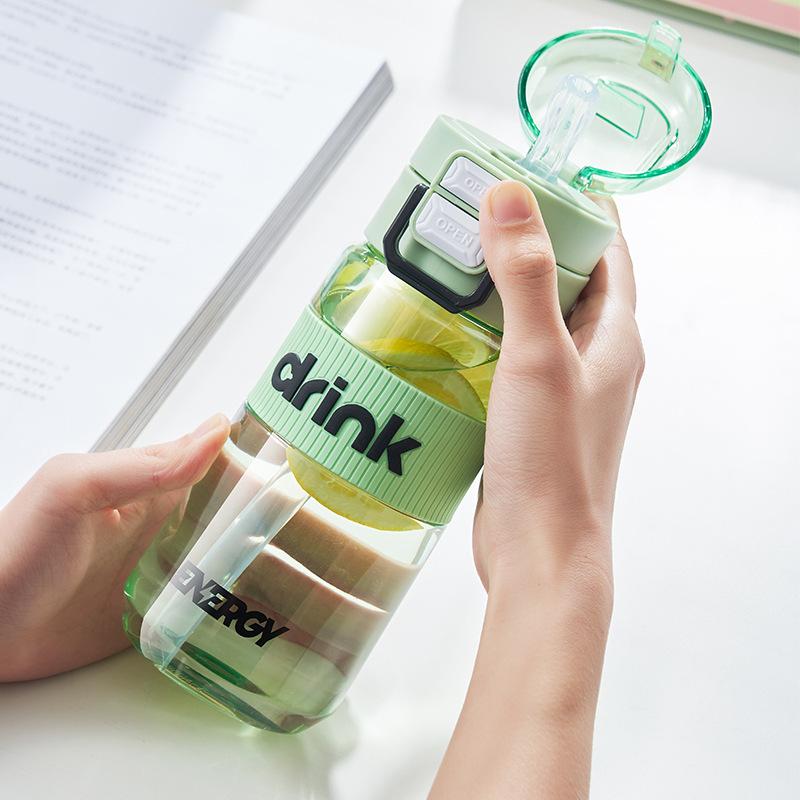 Water Cup, Straw Cup, Student Sports Double-drinking Tea Cup, Outdoor Portable Water Bottle, One-button Pop-up Lid, Portable Cup