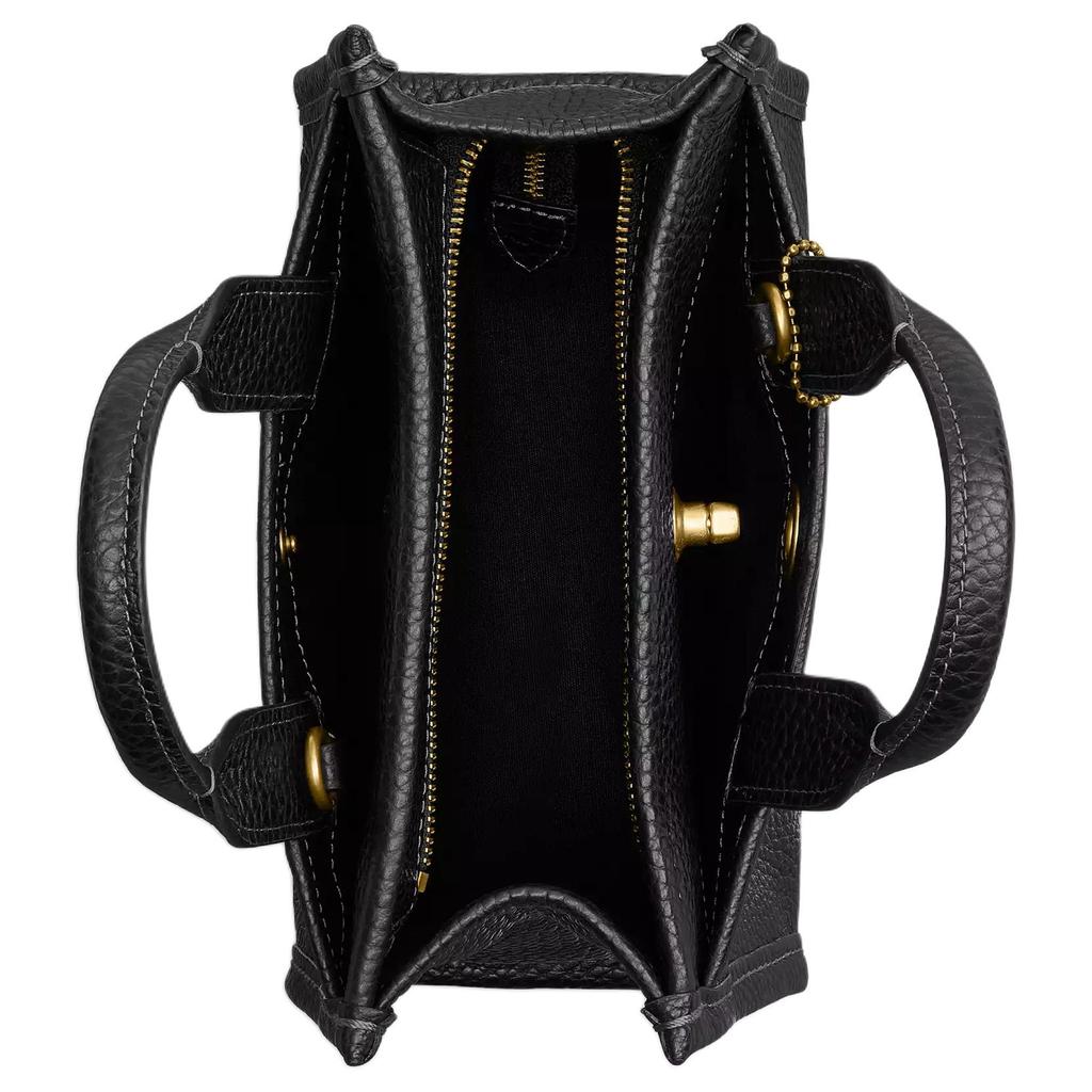 Coach Cargo 20 Logo Print Gold Hardware Pebble Leather Tote Bag Women Tote Black CAO26-B4BK