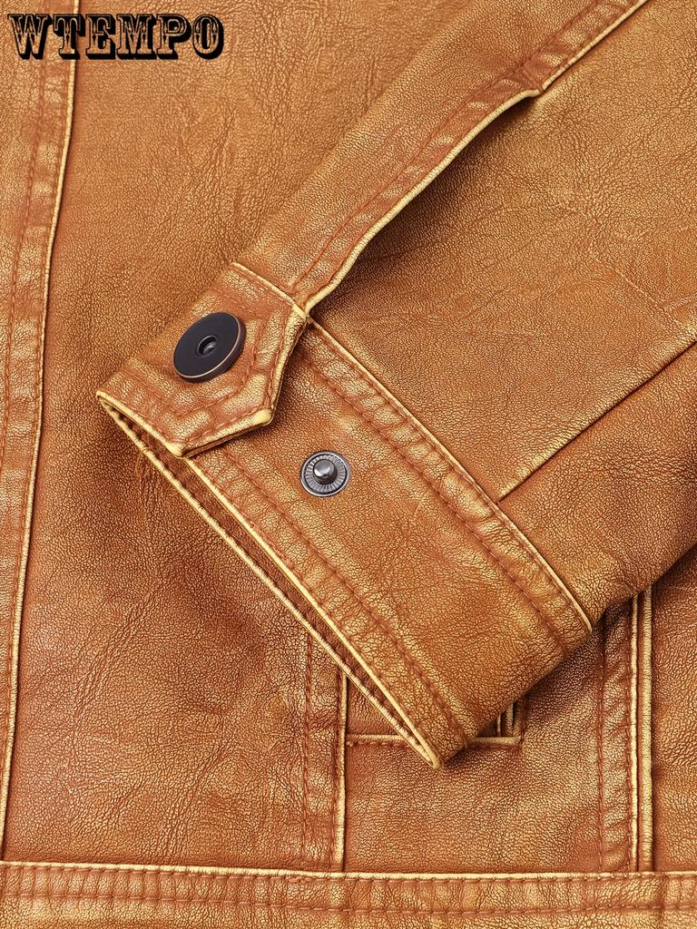 Men's Casual Vintage Style PU Leather Jacket With Pockets -  Stylish & Durable - For Everyday Wear - Perfect Gift for Fashionable Men