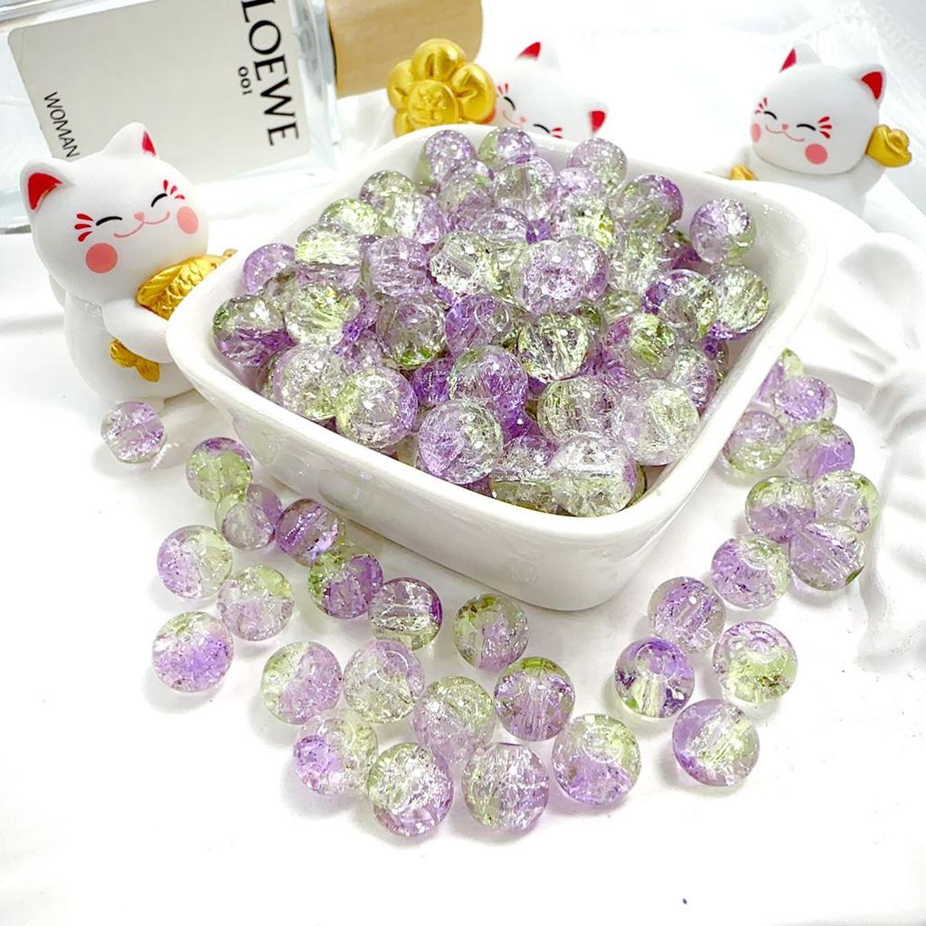 10mm Crackle Glass Round Beads, Loose Spacer Beads DIY Accessories for Bracelet Making 50pcs