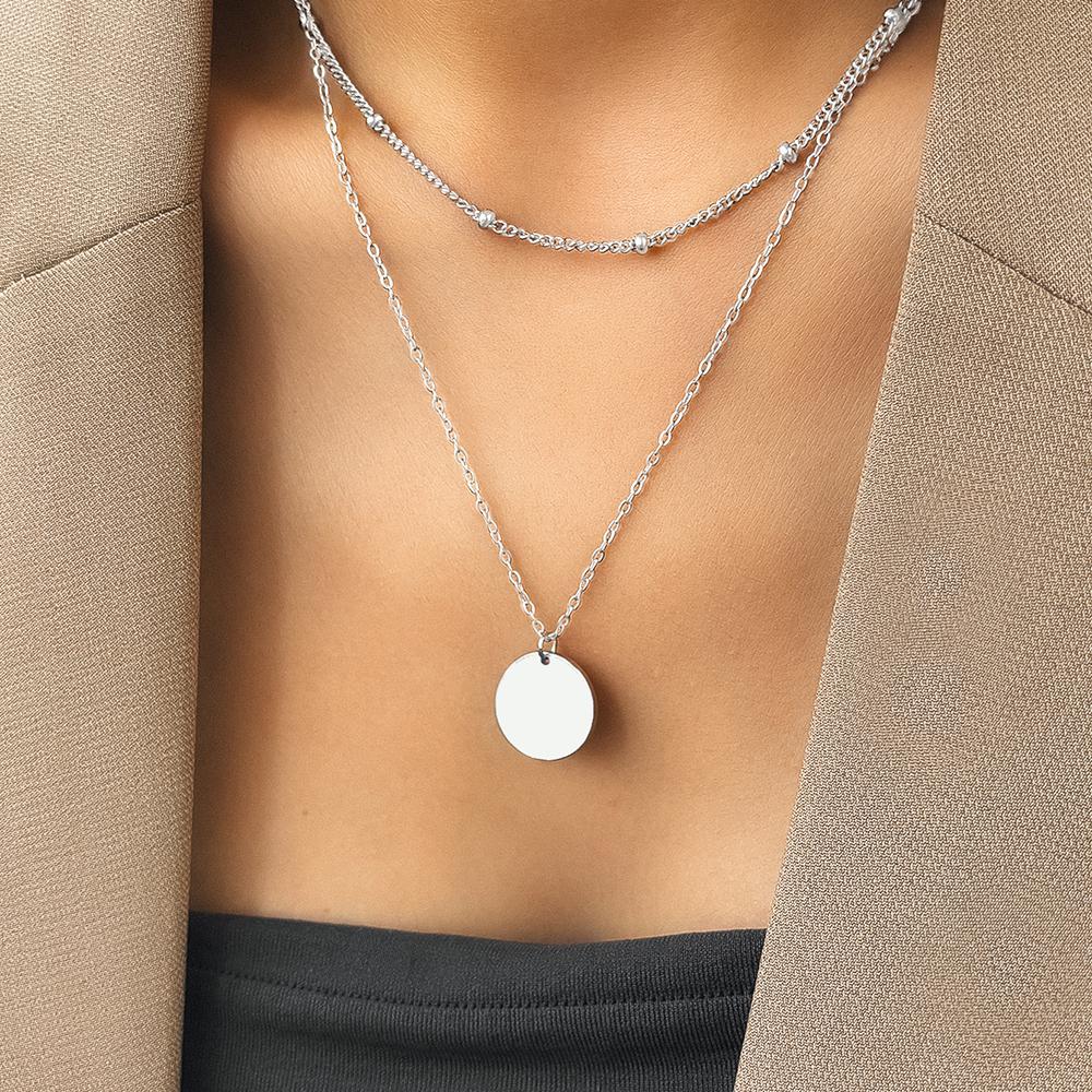 Stainless Steel Necklaces Simple Bead Chain Overlapping Tape Clavicle Chain Ornate Necklace For Women Zircon Goddess Gifts New
