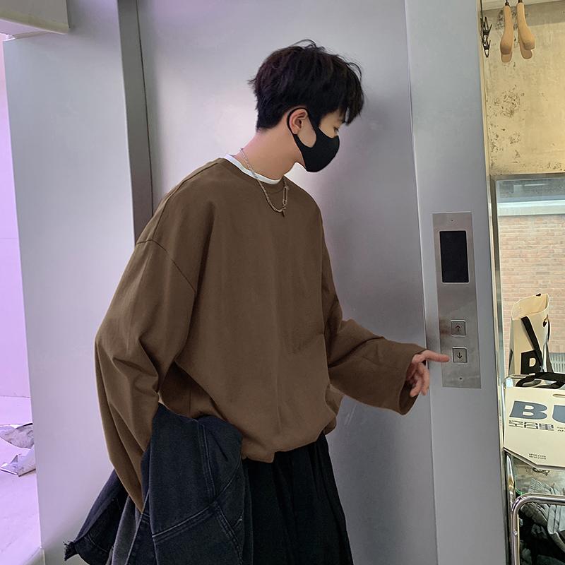 

Privathinker Великі чоловічі футболки з довгим рукавом, якісна бавовна, модний корейський одяг, однотонні чоловічі футболки Harajuku 2XL