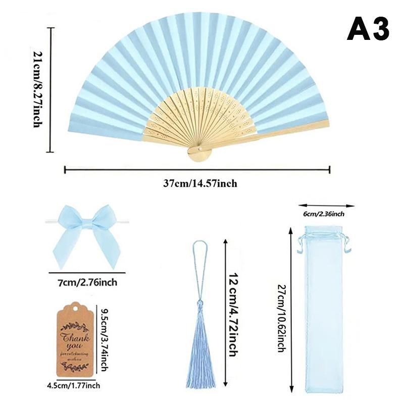 Portable Paper Folding Hand Fans Bamboo Ribs Foldable Handheld Fans For Wedding Party Favors Summer Cooling Crafts Projects