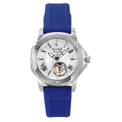 Marine Star Silicone Strap Mother Of Pearl Dial Automatic 96L324 100M Women's Watch