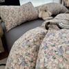 Duvet Cover Set  A-class Ultra Soft Jacquard Double-layer Yarn Washed Cotton Bedding Set  Floral Bed Sheet