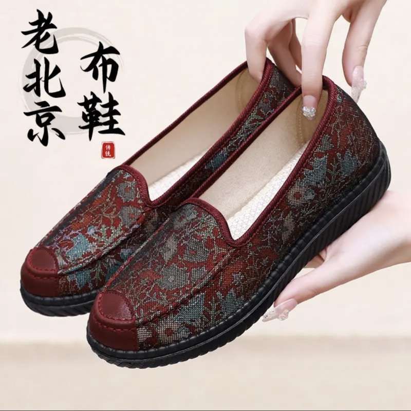 Old North Cloth Shoes Spring and Autumn Women's Non-slip the Elderly Retro Soft Sole Old Lady Shoes Big Foot Bone Loose Grandma Shoes