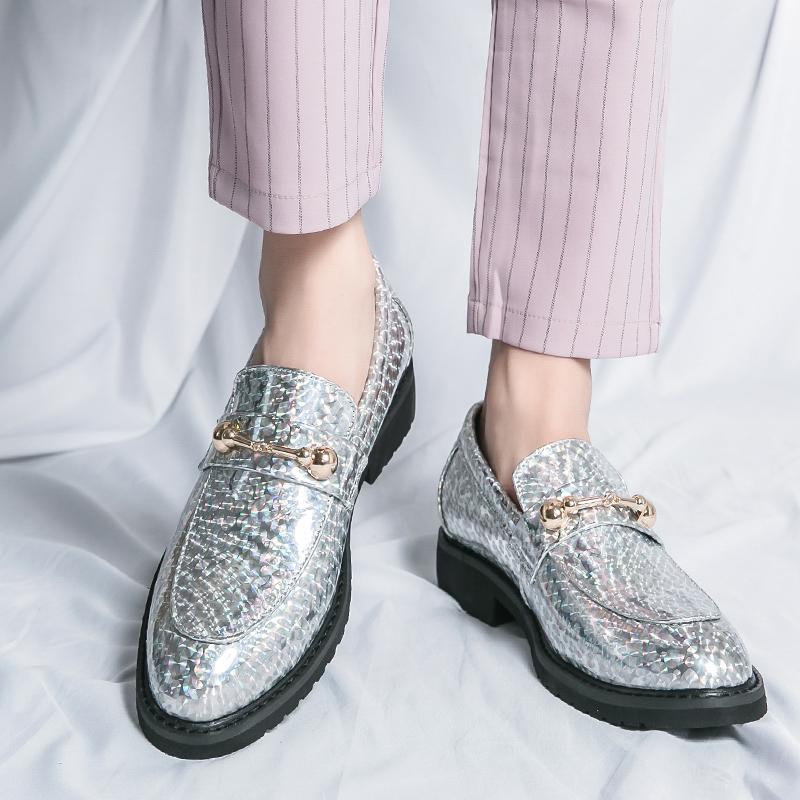 Męskie Casualowe Wsuwane Skórzane Buty Buty Fryzjerskie Lakierowana Skóra Błyszczące Buty Męskie Moda Streetwear Suknia Ślubna Luksusowe Buty