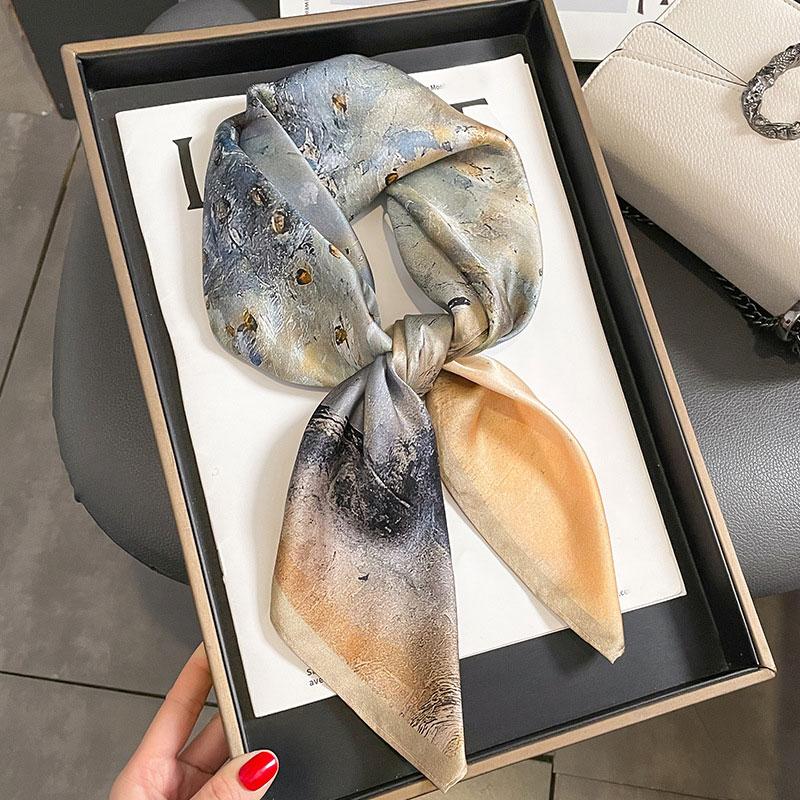 Szalik 100% Jedwab Damski Jedwab Morwowy Luksusowy Wysoka Jakość Kwadratowy Modny Nadruk Chustka do Włosów Chustka na Szyję Szal Damski Zawijki Hidżab Bandana Szaliki