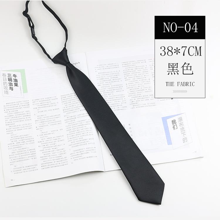 Tie School Style Uniform Shirt Black Gray Navy Blue Solid Color Knot-Free Lazy Japanese Tie