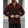 Men European American Solid Color Button Down Long Sleeve Casual Shirt With Pocket