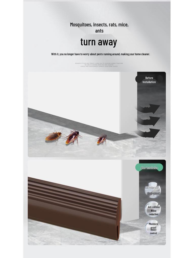 Silicone Door Draft and Soundproofing Strip - Windproof, Theft-Resistant, Bottom Gap Sealer for Entrance Doors.