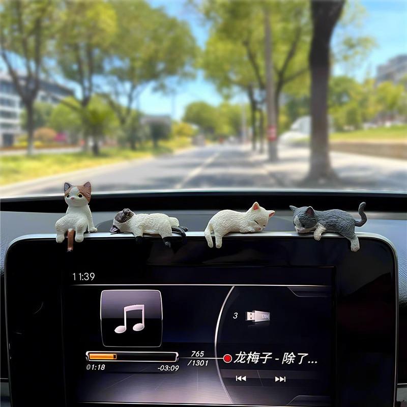 Cute Car Decoration Sleeping Cat Doll Creative Auto Ornaments Toys Cat Micro Landscape Model Cute Car Accessories Gifts