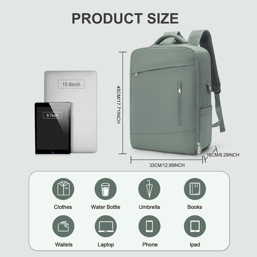 Travel Laptop Backpack, Business Sturdy Laptops Backpack with USB Charging Port, Carry On  Women Travel Backpack Waterproof  Bag