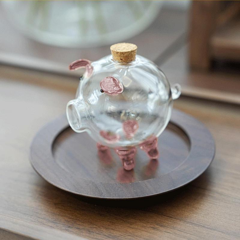 Mini Sparschwein Geldglas Goldene Bohnen Box Klares Glas Sparschwein Form Bank Tragbare Spardose Behälter Box Transparentes Sparschwein Geschenk