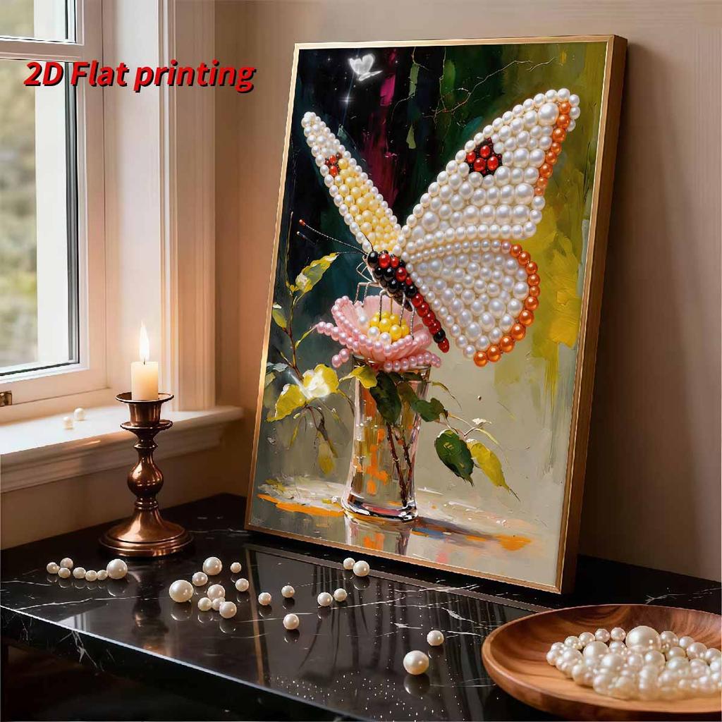 Pearl DIY The Fluttering Butterfly Art Kits 15.7x19.6inch Gem Art Pearl Painting Kits Without Frame for Adults Gift Idea Home Wall Decor