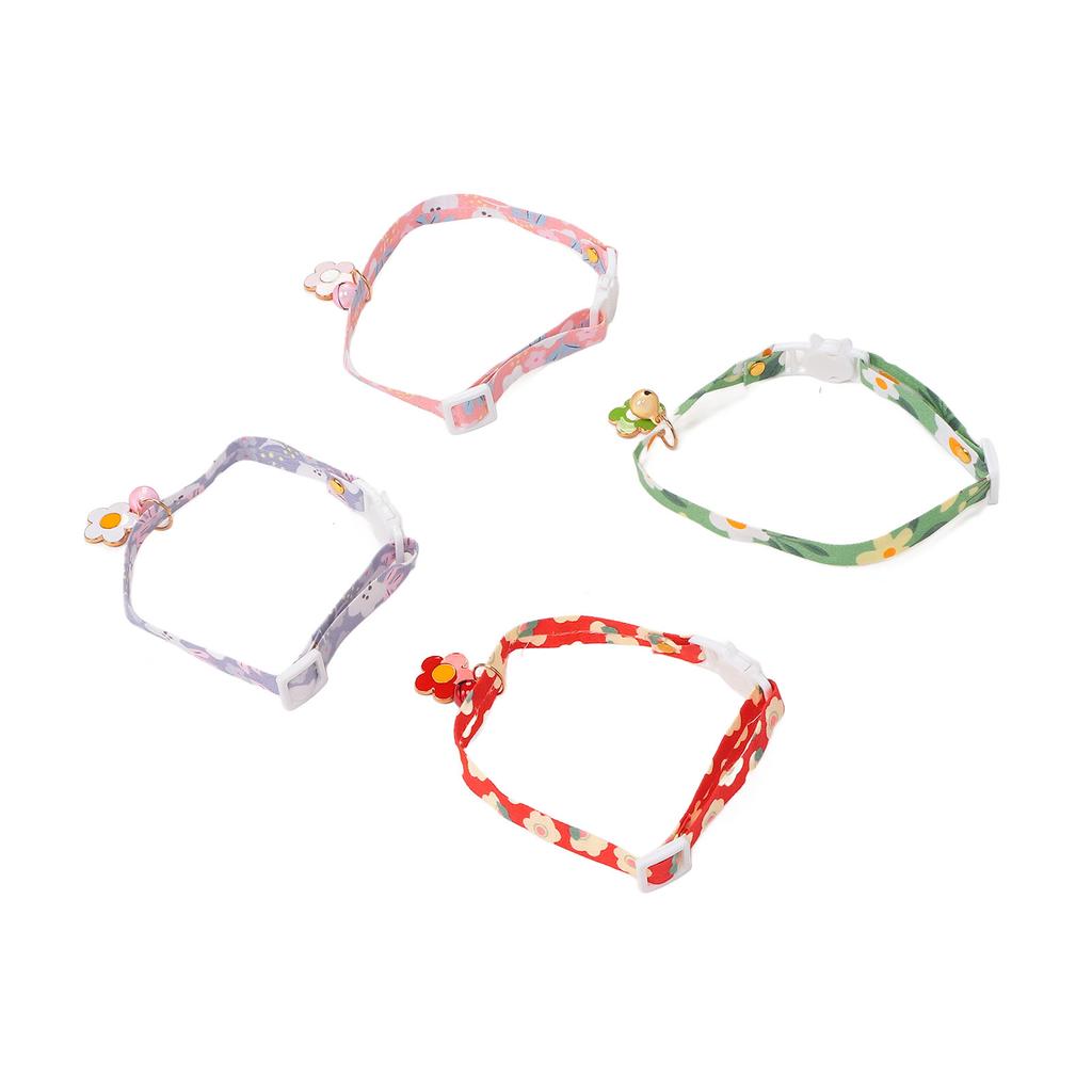 4pcs Cat Collar Polyester Multipurpose Pet Safety Collar with Bell for Small Cats Dogs Pets