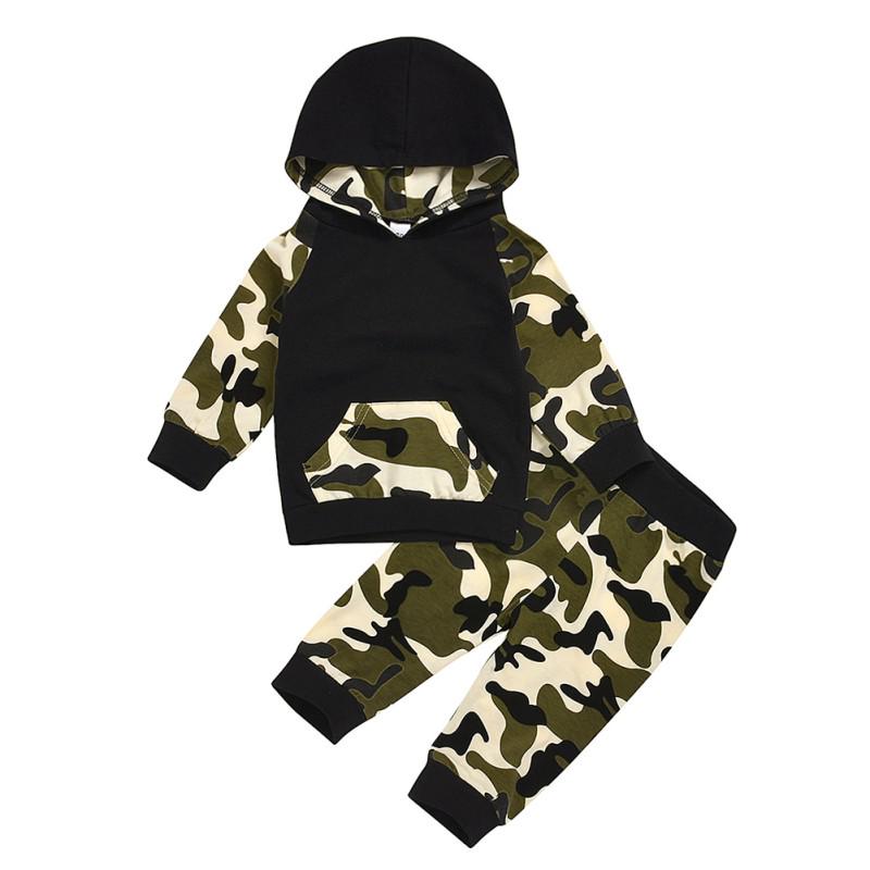 Boy Hooded Tops Pants Baby Boy Set New Casual Toddler Baby Kids 2Pcs