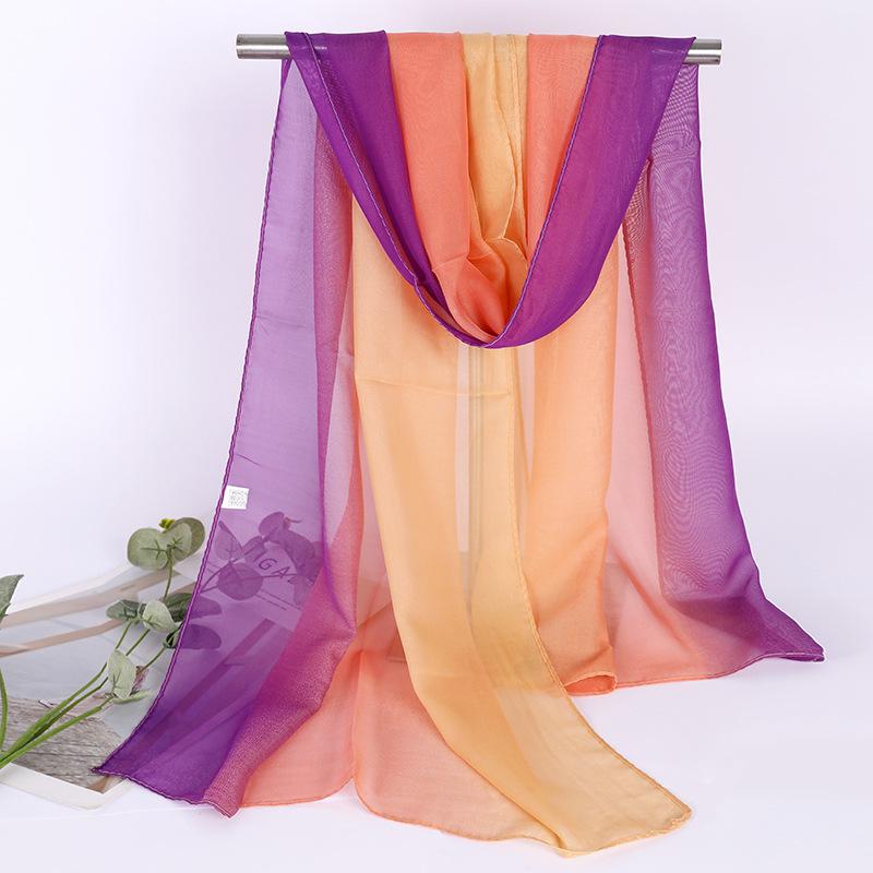 Damen Schal aus Seide mit Farbverlauf: Vielseitiger, leichter Schal für den Sommer, Tanz und Körperformung, lang und dünn aus Georgette.