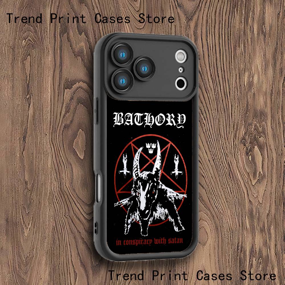 B-BathoryS Band Quorthon Phone Case For iPhone 17,16,15,14,13,12,11,Pro,Max,Plus,X,XS,SE4,E,Mini Black Thickened border Case