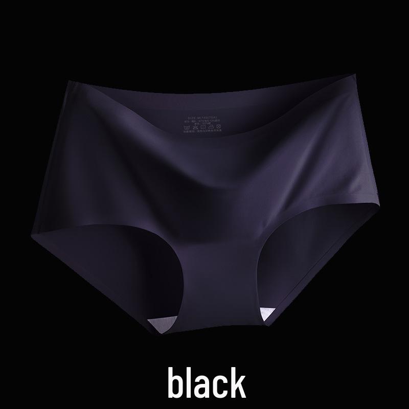 Seamless Ice Silk Women's Underwear - Mid-Low Waist, Pure Cotton Gusset, Candy Color Briefs