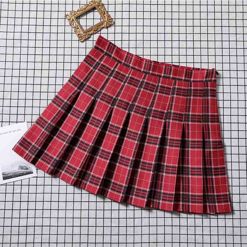 Gonna a pieghe scozzese a vita alta da donna Gonna corta da donna Gonna a trapezio alla moda Mini gonna da tennis casual