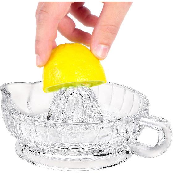 YGHQAP Glass Lemon Squeezer Manual Citrus Juicer with Handle and Pour Spout Clear Hand Press Juicer Manual Hand Squeezer for Fresh Fruit Juice Orange