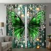 Shining Green Butterfly Pole Bag Curtains Bedroom Living Room Decoration Home Made Of Polyester Great Decor