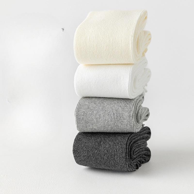 Dui Dui Socks, Double-needle Calf Socks, Women's Autumn and Winter Black Ear-trimmed Cotton Socks, Long Stockings, Boots, Lace Socks