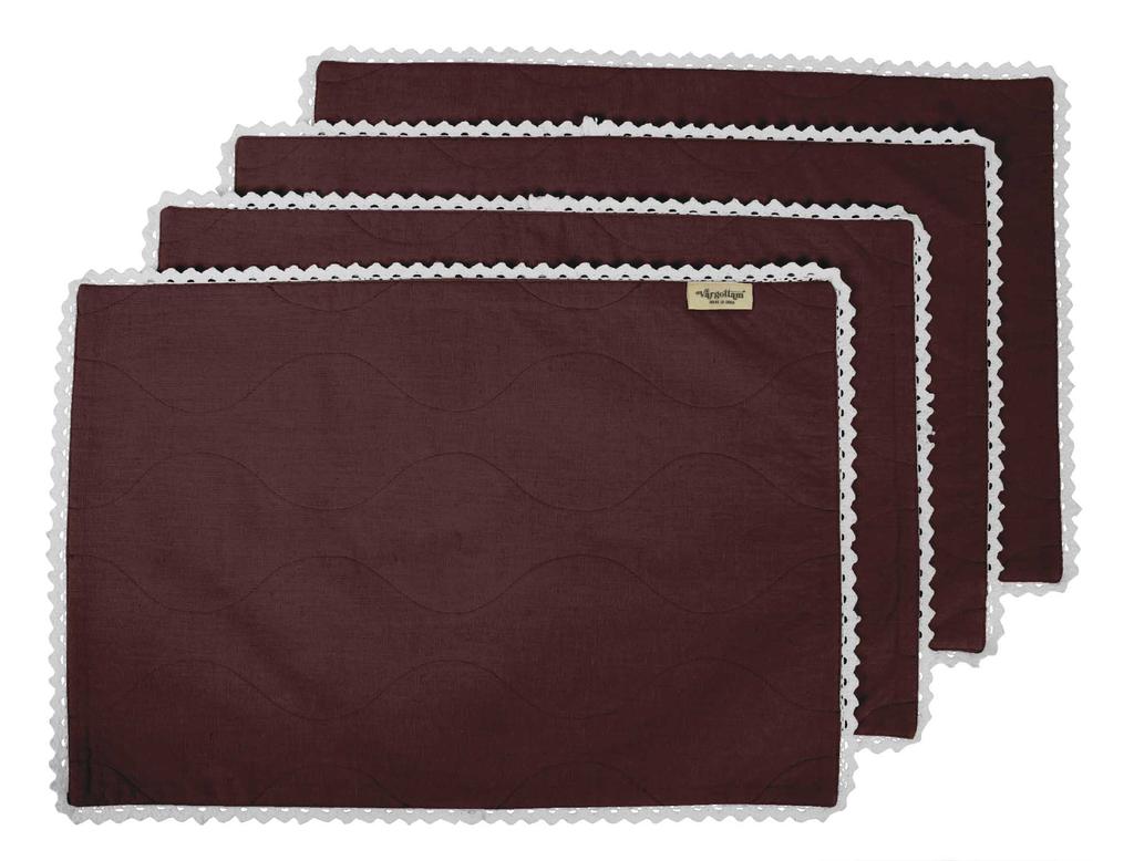 Vargottam Schwarze Heimdeko Baumwolle Flex Wendestoff Weiße Spitze Platzsets Tisch Essmatten-Set von