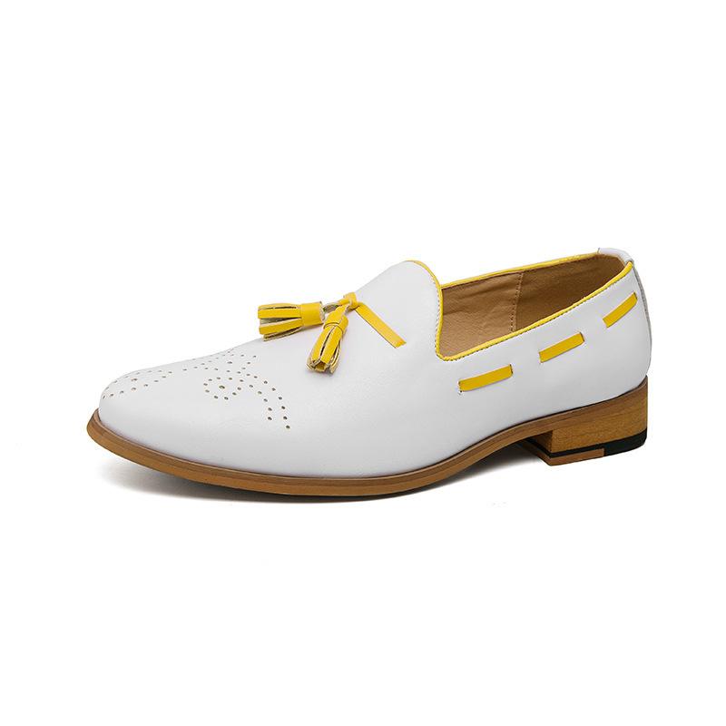 

2025 men s casual leather shoes with one pedal, loafers, tassel, loafer leather shoes 38 белый