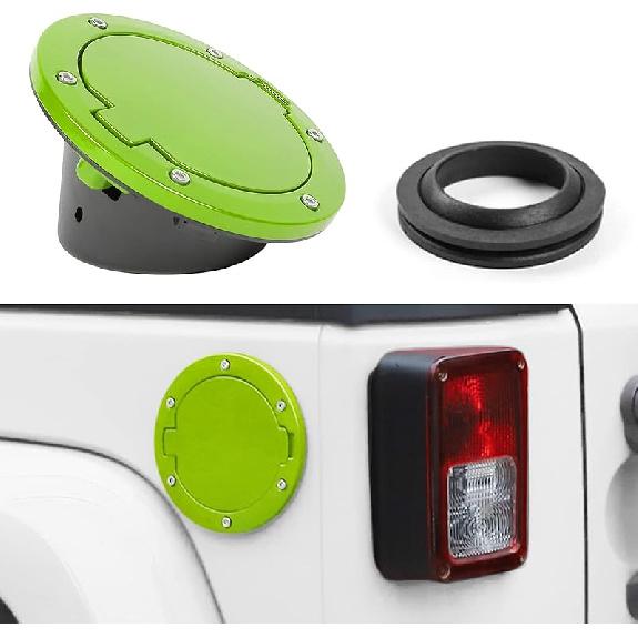 JeCar Aluminum Gas Cap Fuel Filler Door Cover for Jeep Wrangler 2007-2018 JK & Unlimited Accessories (Black)