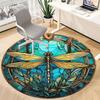 1PC Dragonfly StainedGlass Office Round Area Rug,  Mat Suitable ForOffice, Under Office Chairs Bedroom Living Room Home Decor, Room Deco