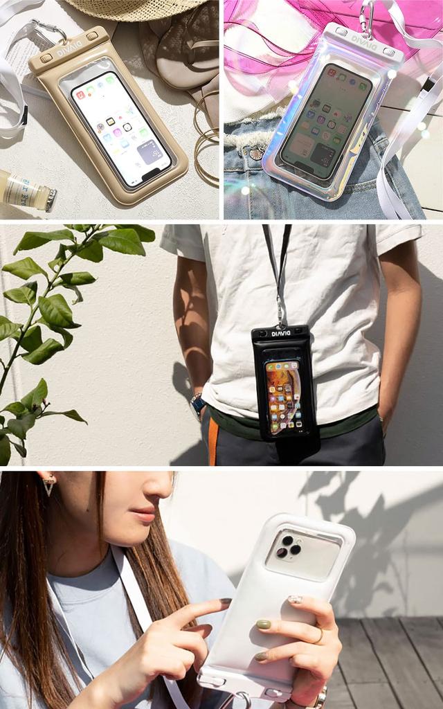 DIVAID Wide Size Waterproof Case for Floating Smartphones, Waterproof, Dustproof, (Aurora)