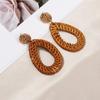 Rattan Wassertropfen Ohrringe für Frauen Holz Handgefertigt Hängeohrring Damen Modeschmuck Kolczyki
