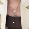 Yinruitai S925 Sterling Silver Pearl Double Layer Necklace for Women - Light Luxury Clavicle Chain, Trendy Niche Design.