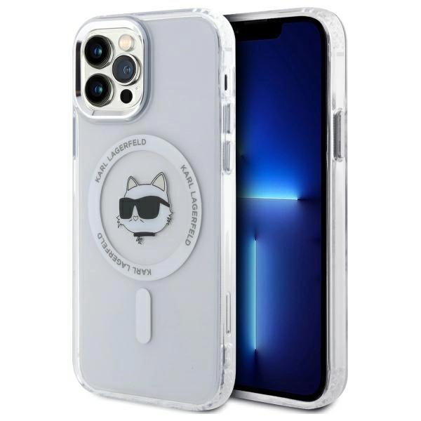 Karl Lagerfeld Klhmp12Mhlschh Iphone 12  / 12 Pro 6.1 Biały/White Hardcase Iml Metal Choupette Head Magsafe