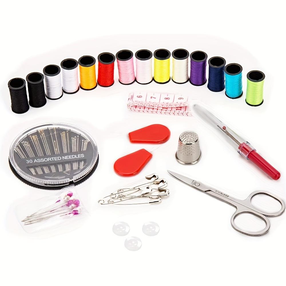 Portable Black Sewing Kit for Home, Beginners, Travel, DIY Sewing - Complete with Needles, Scissors, Threads, Measuring Tape & More