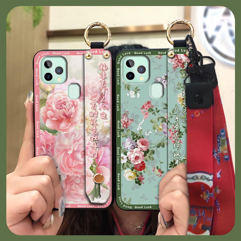 Fashion Ring Phone Case For Oukitel C22 Elderly lady Protective Lanyard Anti-dust Shockproof Waterproof Chinese style