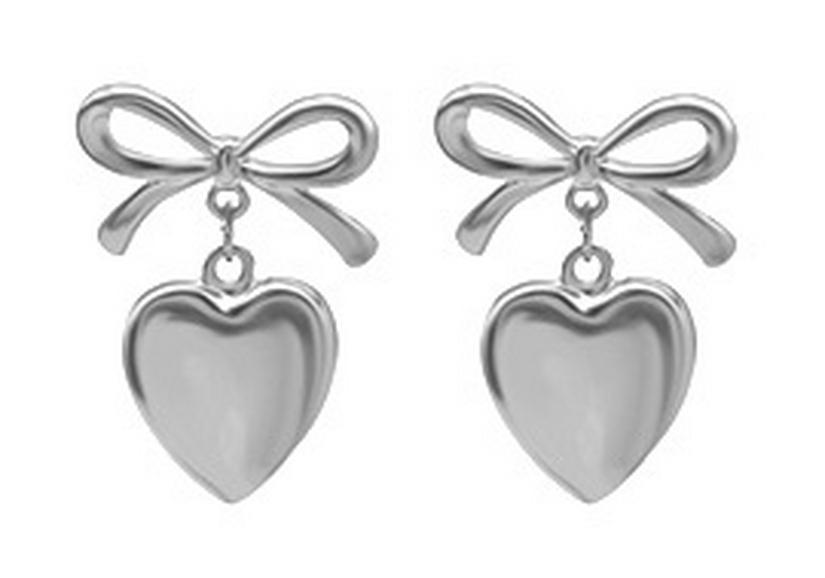 Heart Pendant Bow Stud Earrings for Women - High-end Feel Accessory