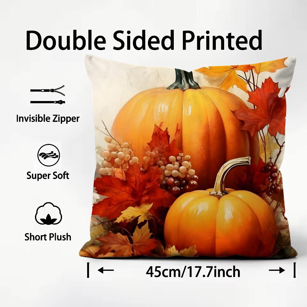 Pumpkin Hot Cushion Cover Plush Fabric Soft DoubleSided Printed Sofa Warm Winter Home Child Gift Pillow Case